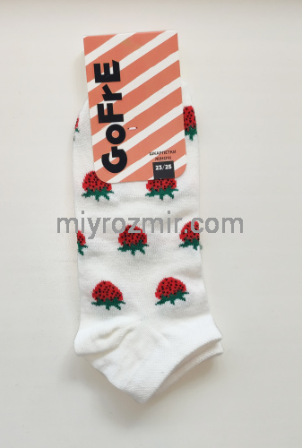 Білі шкарпетки з малюнком Полуничка Gofre 203 фото 2