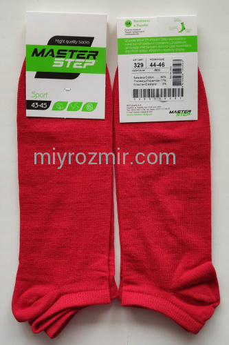 Червоні яскраві короткі бавовняні однотонні шкарпетки унісекс Master 329 фото 3