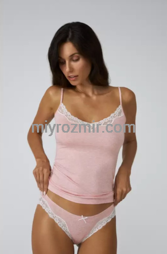 ELLEN LVSM 401/02/12 жіноча рожева майка з гіпюром, модал фото 2 ELLEN LVSM 401/02/12 жіноча рожева майка з гіпюром, модал фото 2