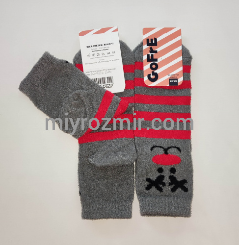 Мохнаті новорічні жіночі шкарпетки з прикольними новорічними малюнками Gofre 252 фото 3