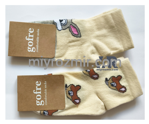 Gofre 301 набір 2шт бежеві прикольні дитячі шкарпетки з малюнками тварин фото 4