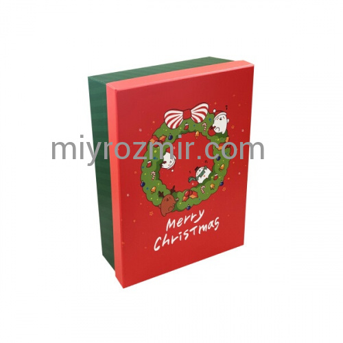 Коробка новорічна червона "Merry Christmas" 25.5*18.5*7,5см фото 2