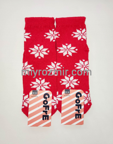 Мохнаті новорічні жіночі шкарпетки з прикольними новорічними малюнками Gofre 252 фото 5