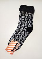 Махрові жіночі шкарпетки з підворотом та новорічною квіткою Gofre 251