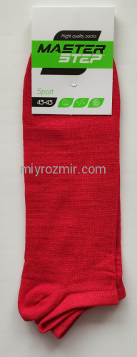 Червоні яскраві короткі бавовняні однотонні шкарпетки унісекс Master 329