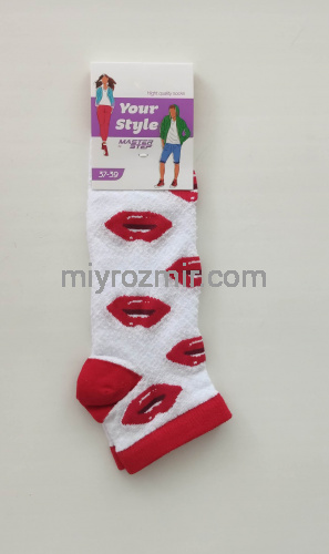 Прикольні жіночі літіні шкарпетки сіточкою з малюнком Червоні губи Поцілуйчики Master Step 2321 фото 10