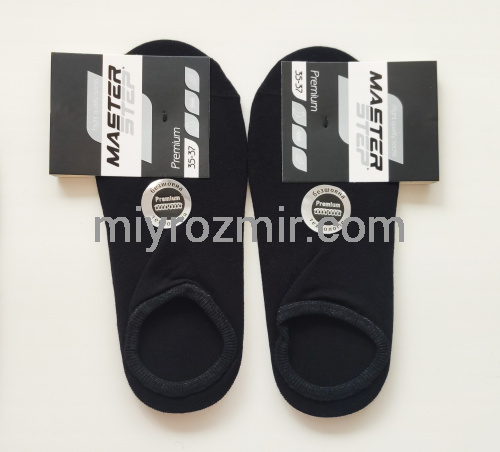 Чорні однотонні безшовні бавовняні короткі шкарпетки сліди Master Step Premium 731 фото 4