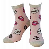 Жіночі демісезонні бавовняні шкарпетки з прикольним малюнком Легка Хода 5438