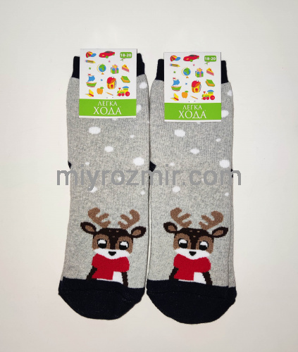 Легка Хода 9251 Дитячі махрові новорічні шкарпетки з оленями