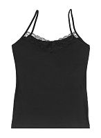 Donella 237142Q чорна однотонна жіноча майка без малюнку з тонкими бретелями