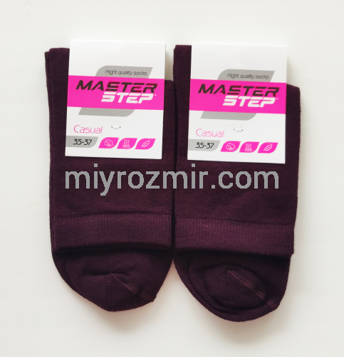 Бордові жіночі бавовняні однотонні шкарпетки Master Step 212 фото 2