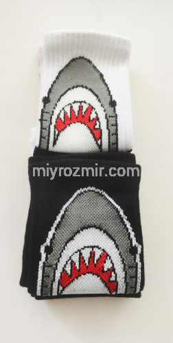 Спортивні бавовняні шкарпетки з широкою резинкою з малюнком Акула Gofre 208
