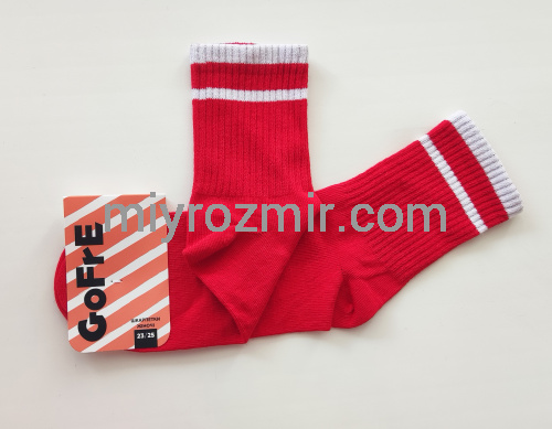 Червоні однотонні спортивні шкарпетки з широкою резинкою Gofre 208 фото 2