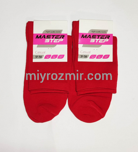 Червоні жіночі однотонні шкарпетки без малюнку Master Step 212