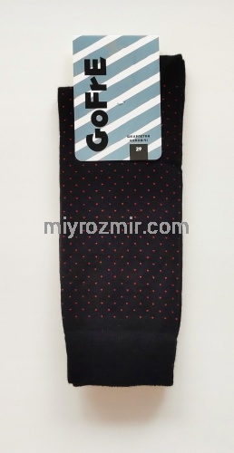 Чоловічі класичні чорні шкарпетки з дрібним червоним малюнком 102 Gofre фото 6