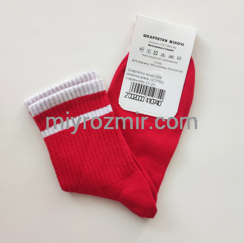 Червоні однотонні спортивні шкарпетки з широкою резинкою Gofre 208 фото 3