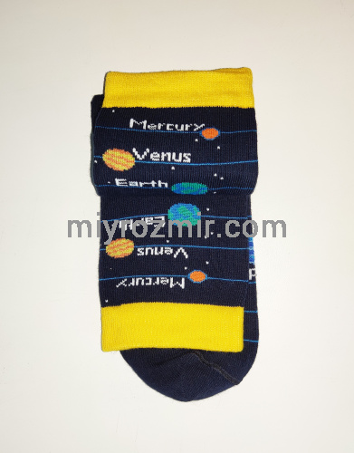 Темні бавовняні шкарпетки з прикольним малюнком планет та сонячної системи Master Step 192 фото 5