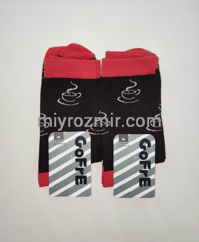 Коричневі бавовняні чоловічі класичні шкарпетки з малюнком кави Gofre 102