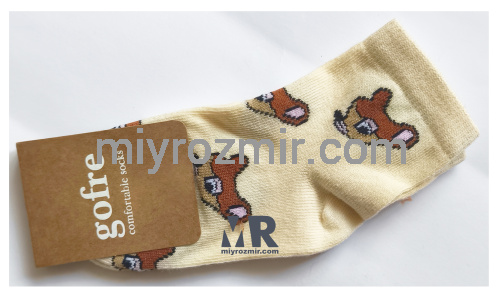 Gofre 301 набір 2шт бежеві прикольні дитячі шкарпетки з малюнками тварин фото 6