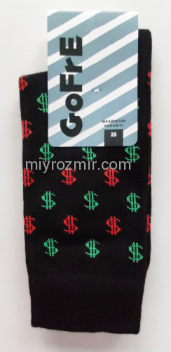 Чорні чоловічі шкарпетки з малюнком Долари Gofre 105 фото 2
