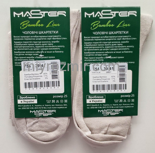 Світло-сірі чоловічі шкарпетки Бамбук однотонні 754 Master Step фото 2