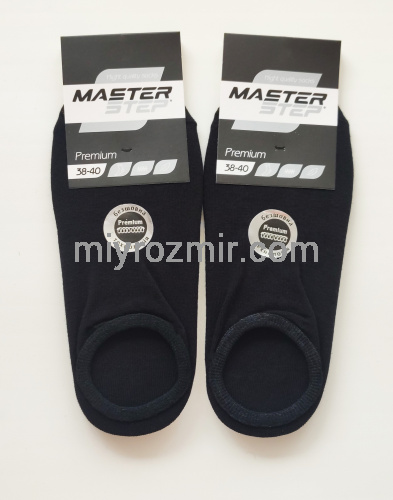 Чорні однотонні безшовні бавовняні короткі шкарпетки сліди Master Step Premium 731 фото 6