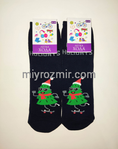 Прикольні новорічні махрові дитячі шкарпетки з ялинкою на скейті Легка Хода 9270 фото 3