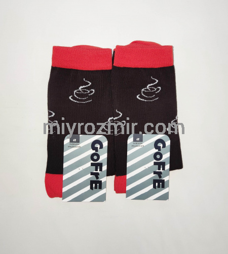 Коричневі бавовняні чоловічі класичні шкарпетки з малюнком кави Gofre 102 фото 9