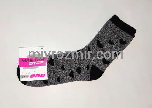 Темні махрові жіночі шкарпетки з сердечками Master Step 2532 фото 2