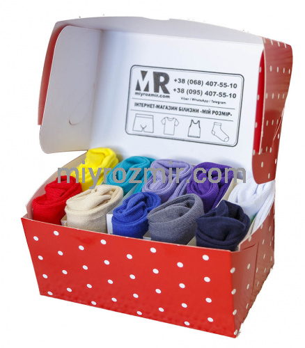 Набір жіночих однотонних кольорових шкарпеток 10шт Master Step 429