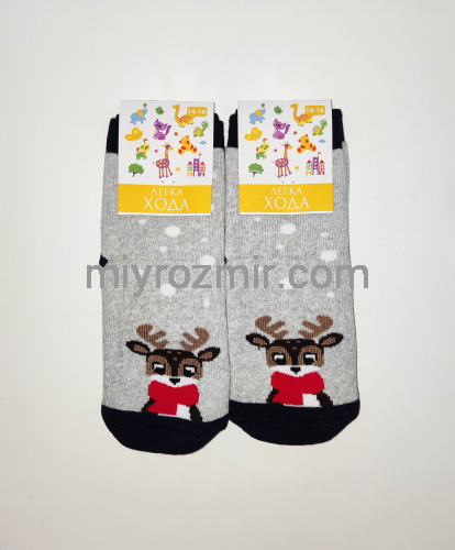 Дитячі махрові новорічні шкарпетки з оленями Легка Хода 9251 фото 3