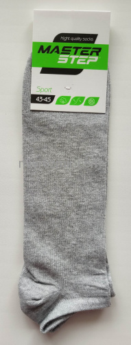 Світло-сірий меланж однотонні короткі бавовняні шкарпетки унісекс Master 329 фото 2