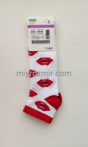 Прикольні жіночі літіні шкарпетки сіточкою з малюнком Червоні губи Поцілуйчики Master Step 2321 фото 8
