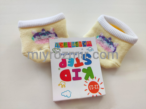 Дитячі махрові теплі кольорові пінетки з малюнком на новонароджених малюків KidStep 0502 фото 4