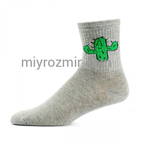 Сірі шкарпетки з малюнком Кактус Лонкаме 2107 фото 2