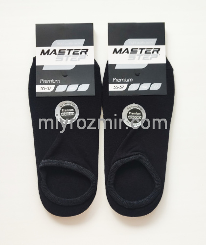 Чорні однотонні безшовні бавовняні короткі шкарпетки сліди Master Step Premium 731 фото 2