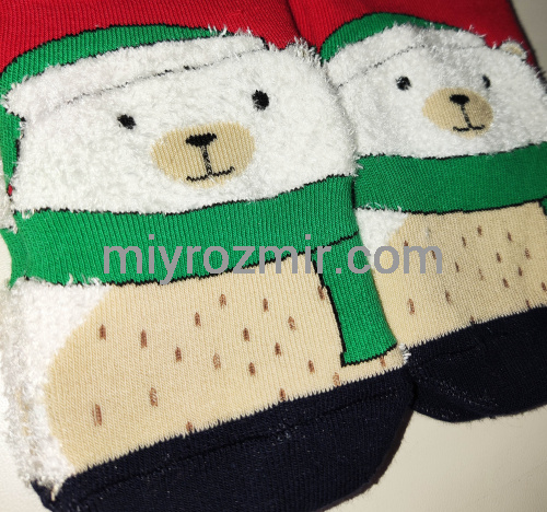 Жіночі махрові шкарпетки до нового року з аплікацією мохнатий ведмедик Master Step 3511 фото 4