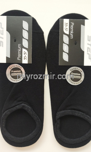 Чорні однотонні безшовні бавовняні короткі шкарпетки сліди Master Step Premium 731 фото 5